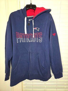 Mens NFL New England Patriots Navy Blue Zip-Up Hoodie XL By Fanatics Football